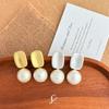 Brushed Two-color Cotton Pearl Earrings, Minimalist Geometric Baroque Pearl Earrings, Retro Elegant and High-end Earrings.