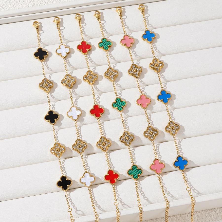 18k High-Grade Titanium Steel Bracelet Premium Feeling Women's Four-Leaf Clover Bracelet Fashion Hand Jewellery