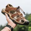 Men's Sandal Genuine Leather Men Shoes for Summer 2025 New Large Size Outdoor Walking Shoes Male Sandals Man Slippers Plus Size