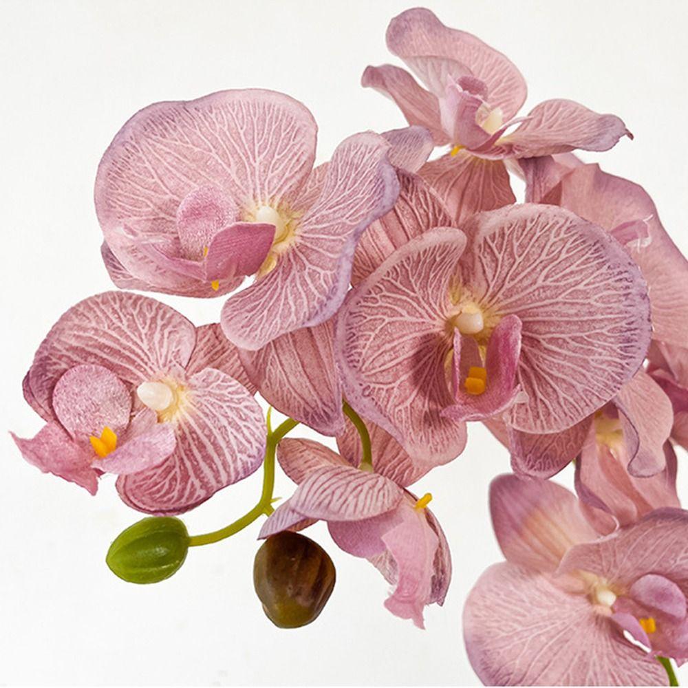 Iron Wire Inner Lining Artificial Butterfly Orchid 10 Heads Silk Flower Wedding Decoration