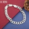 925 Sterling Silver Fashion 10mm Side Chain Bracelet Wedding Jewelry