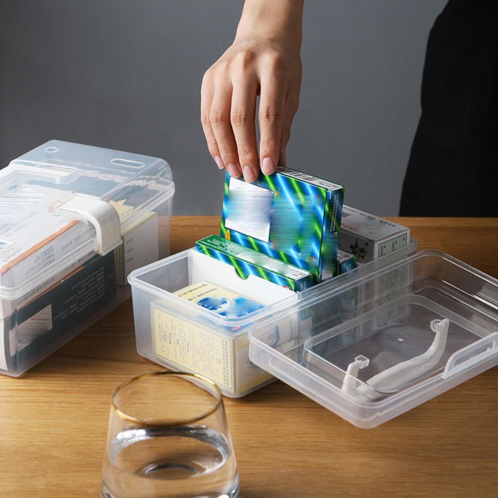 Dustproof Stationery Storage Case Waterproof Medicine Cabinet Portable Emergency Kit Box