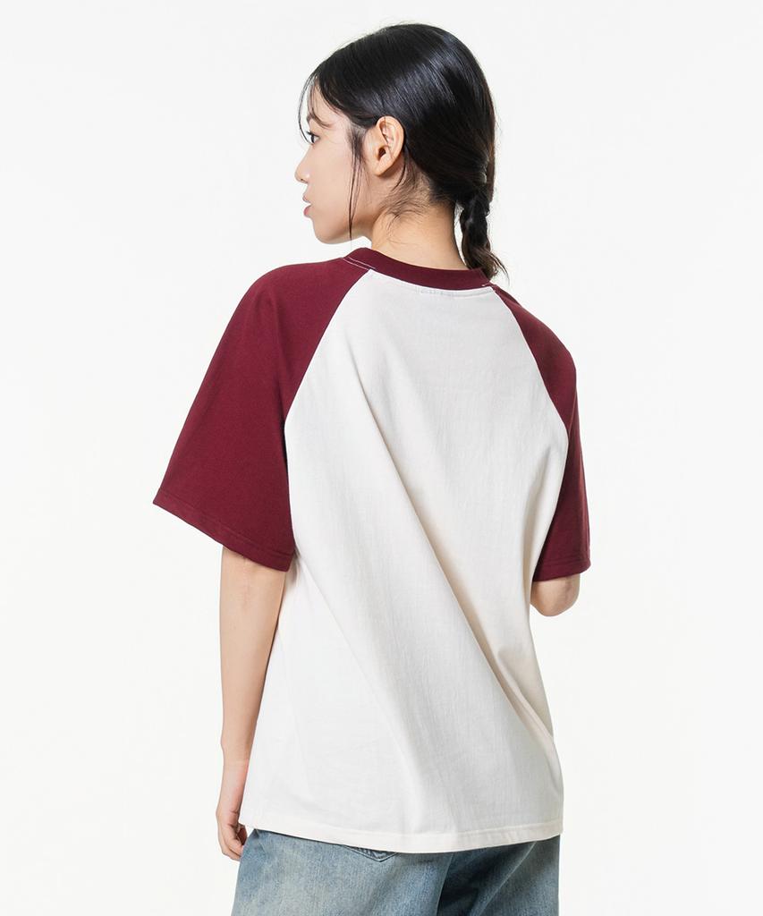 MOZMOZ Футболка с коротким рукавом и графическим принтом Raglan Vanishing Point Бордовый