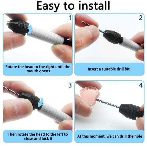 AIFUDA Hand Drill for Jewelry Making, AIFUDA Hand Pin Vise, Micro Twist Drill Bit Set (0.8mm-3.0mm) for Resin, Rotary Tool for Wood, Jewelry, Plastic,