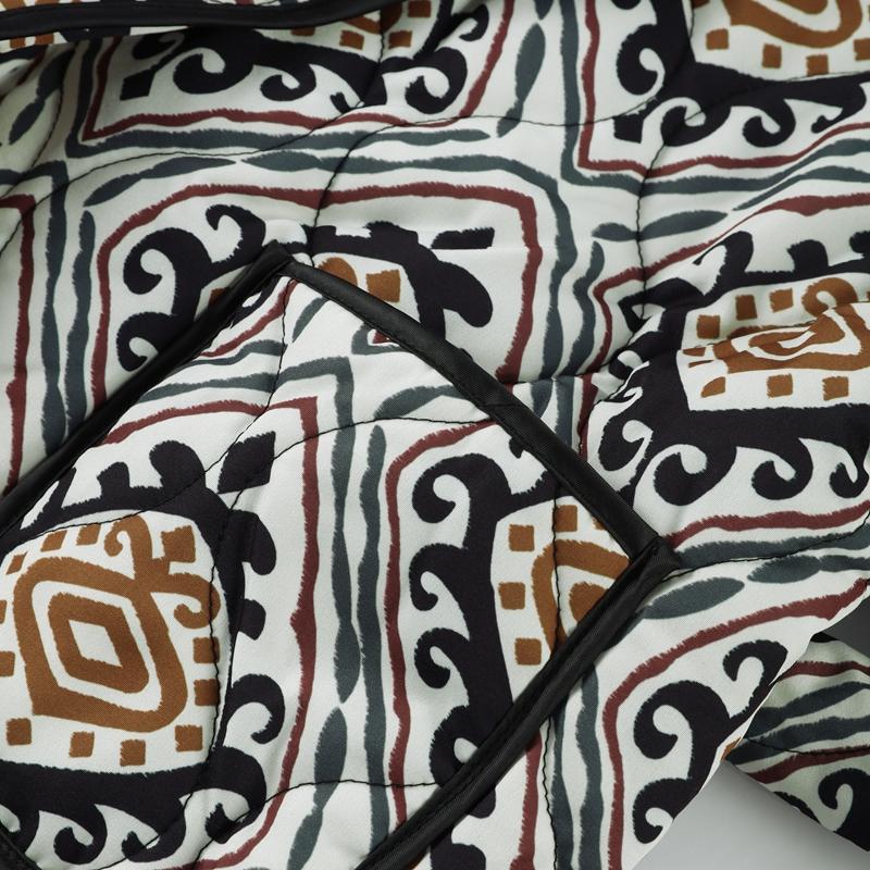 Printed Lace Up Cotton Jacket Lapel Cardigan Thick Warm Women's Oversize Coat Retro Ethnic Style Autumn/Winter 2025