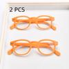 2Pcs Suit Reading Glasses Round Men Women Classic Retro Eyeglasses Frame Vintage Simple Style Orange Blue Frame Fashion Fake Eye
