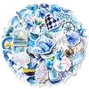 50 Dreamy Blue Graffiti Stickers Blue Planet Crystal Conch No Repetition Decorative Stickers