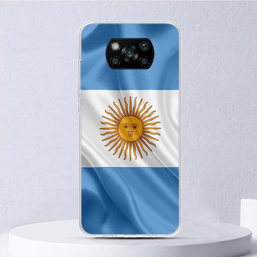Мягкий чехол с флагом Аргентины для Xiaomi Poco X3 NFC X4 M4 Pro M3 M2 Phone Cover F3 F2 F1 Mi Note 10 Lite A3 A2 A1 Funda Coque