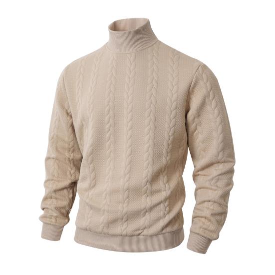 Men Turtleneck Sweater Twisted Knitted Pullover Sweater Casual Solid Color Base Layer Top for Street Work Dating Daily Wear