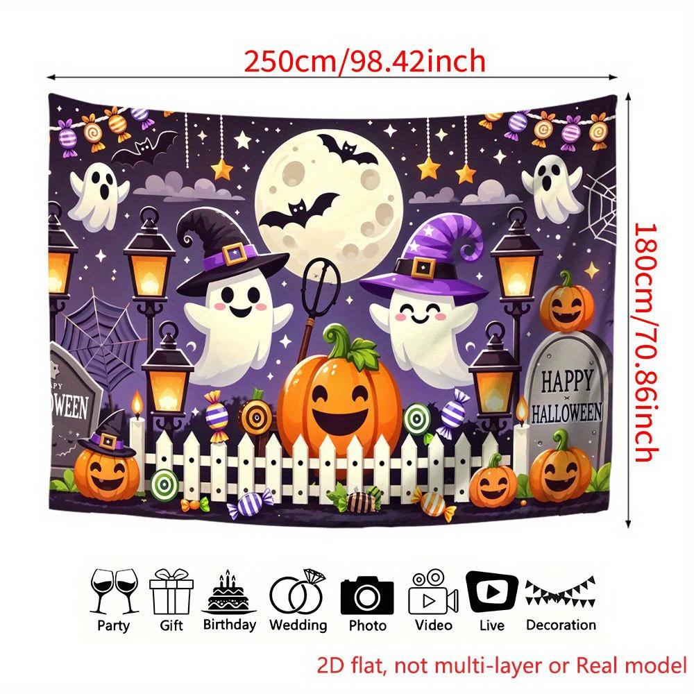 2D flat design. Flat printed party banner. Featuring cheerful Halloween ghosts, suitable as a backdrop for photography.zyc