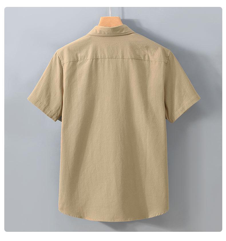 Мужская летняя белая повседневная хлопковая рубашка с двойным карманом