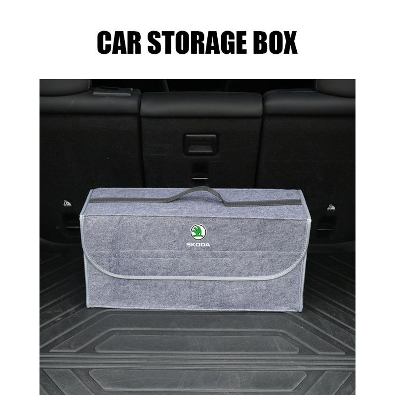Car Soft Felt Storage Bag Organizer Car Foldable Trunk Bag Car Accessories For Skoda Octavia MK2 MK3 2 A7 Fabia Karoq Kodiaq Superb Rapid Yeti