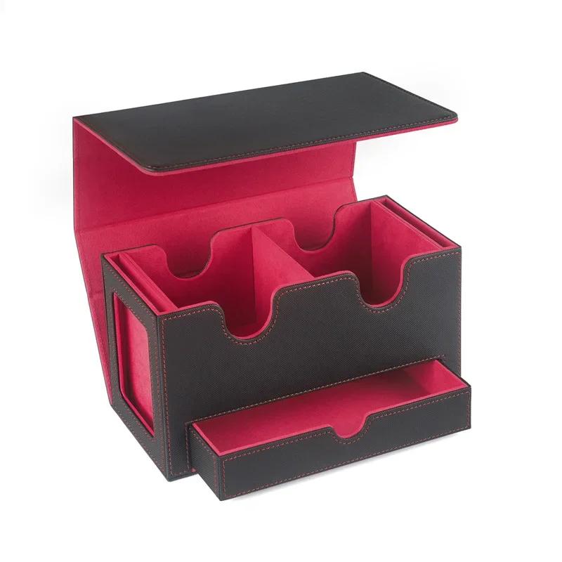 3 In 1 Trading Commander Card Deck Case PU Leather Card Storage Box Holds 200+ Magnetic Closure Card Holder for PKM MTG TCG Game