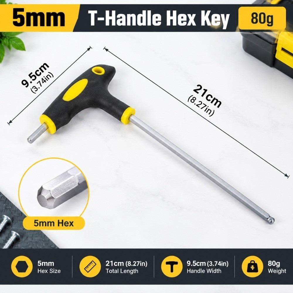 Long Handle Hex Key Wrench Ball End Tip Allen Wrench Durable T Handle Wrench Bike Maintenance
