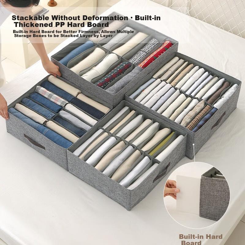 40,000 Kilometers Foldable Double-Row Divider Clothes Storage Box Underwear Drawer Dustproof Pants Organizer Box for Home