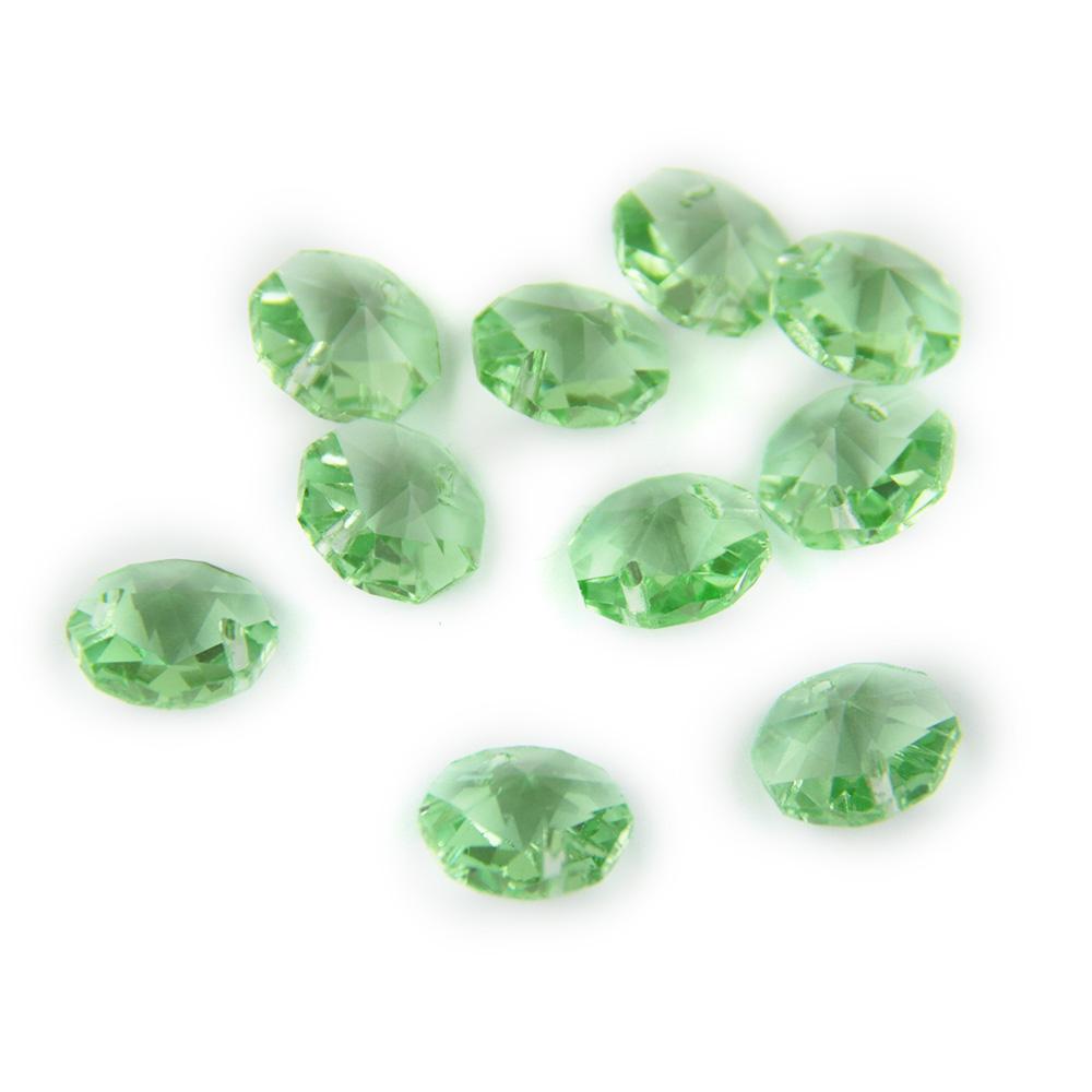 100Pcs 14Mm Crystal Chandelier Parts Glass Octagon Beads In 1 Hole/2 Holes Diy Strand Accessories Sucatchers For Home Decoration