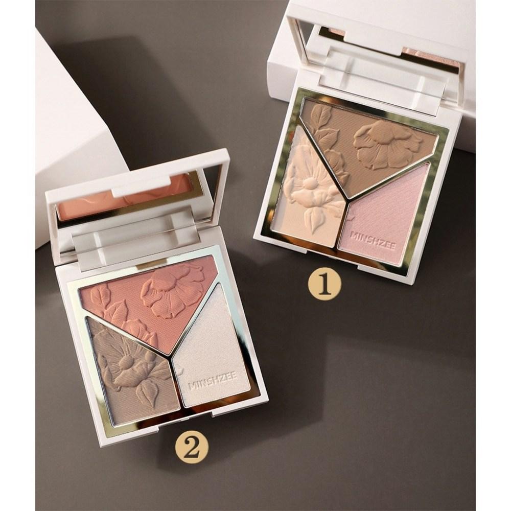 Палитра MINSHZEE Contour, хайлайтер, румяна, макияж, 2 типа, 3 цвета, 1 шт., нет. 1