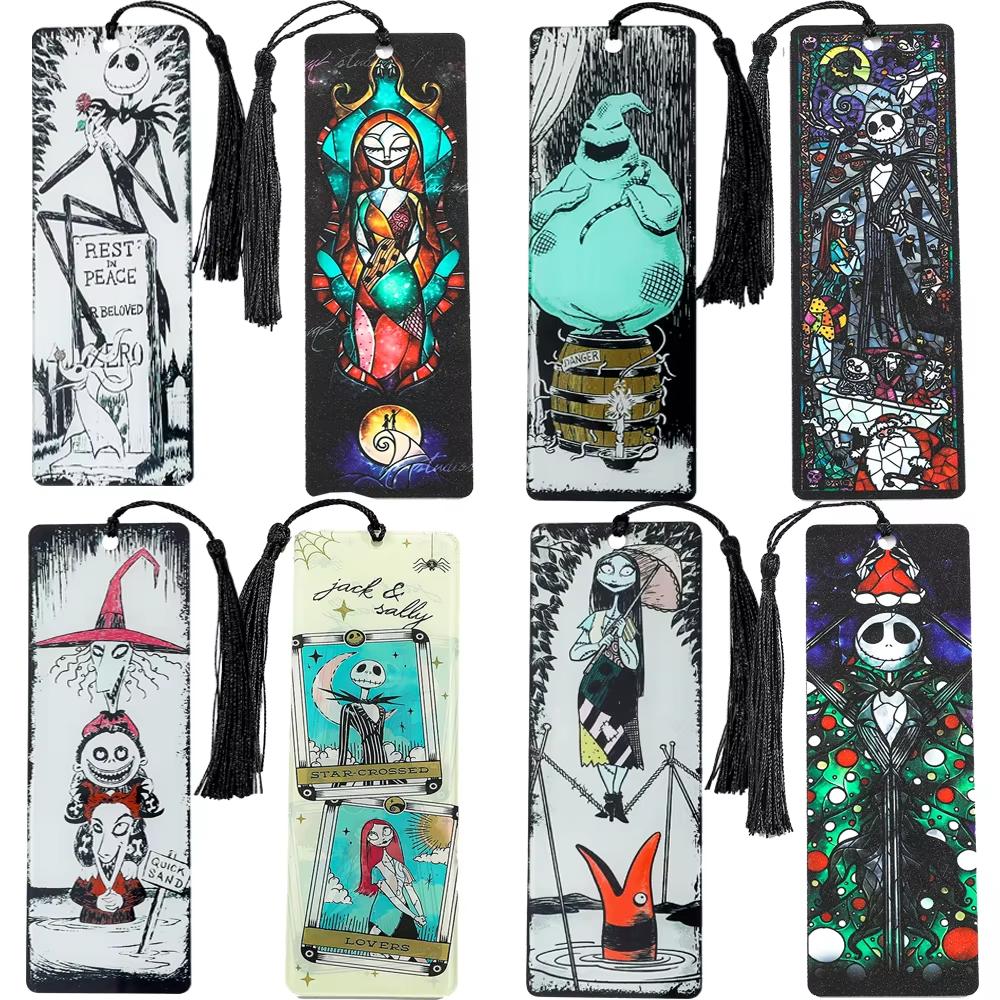 MINISO Акриловая закладка с рисунком скелета, Книги, аксессуары для фанатов Хэллоуина Джека и Салли, канцелярские товары для учебы