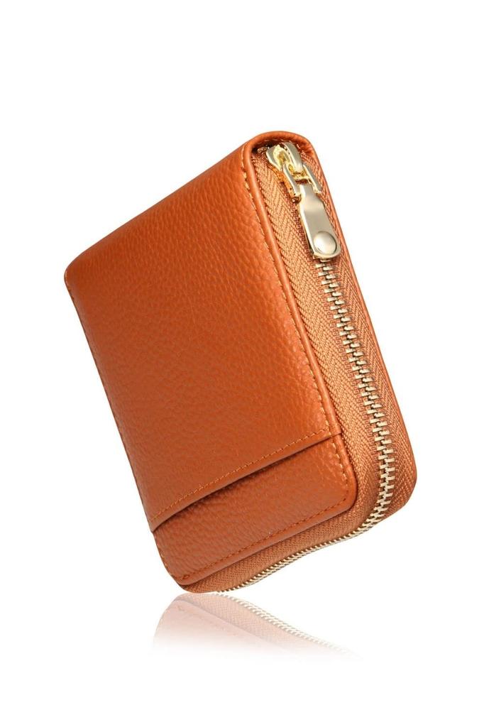LASIEM Bifold Wallet Bifold Wallet Genuine Leather Mini Wallet Compact Leather Large Capacity Box Type Box Type Round Zipper Women's "Anti-Skimming"