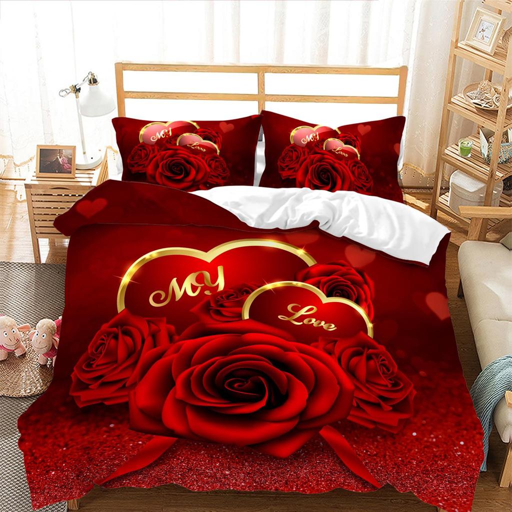 Purple Butterfly Three-Piece Quilt Cover Digital Printing Bedding Set Dream Heart Bed Cover