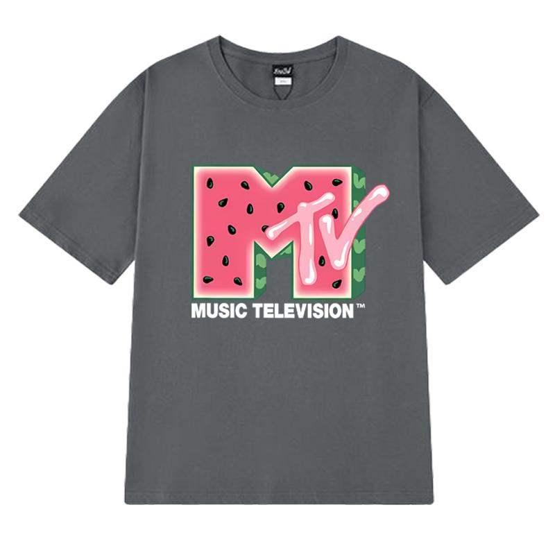 High Quality MTV Music Television Watermelon Graphic Short Sleeve Tshirts Unisex Women Fashion Y2k T Shirt Unisex 100 Cotton Tops