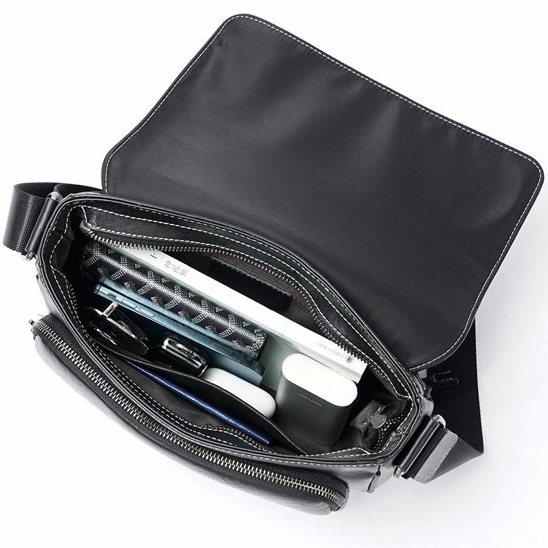 Сумка через плечо из натуральной кожи, мужская, с клапаном через плечо, большая вместимость, верхний слой из коровьей кожи, модная мужская сумка для машинного шитья