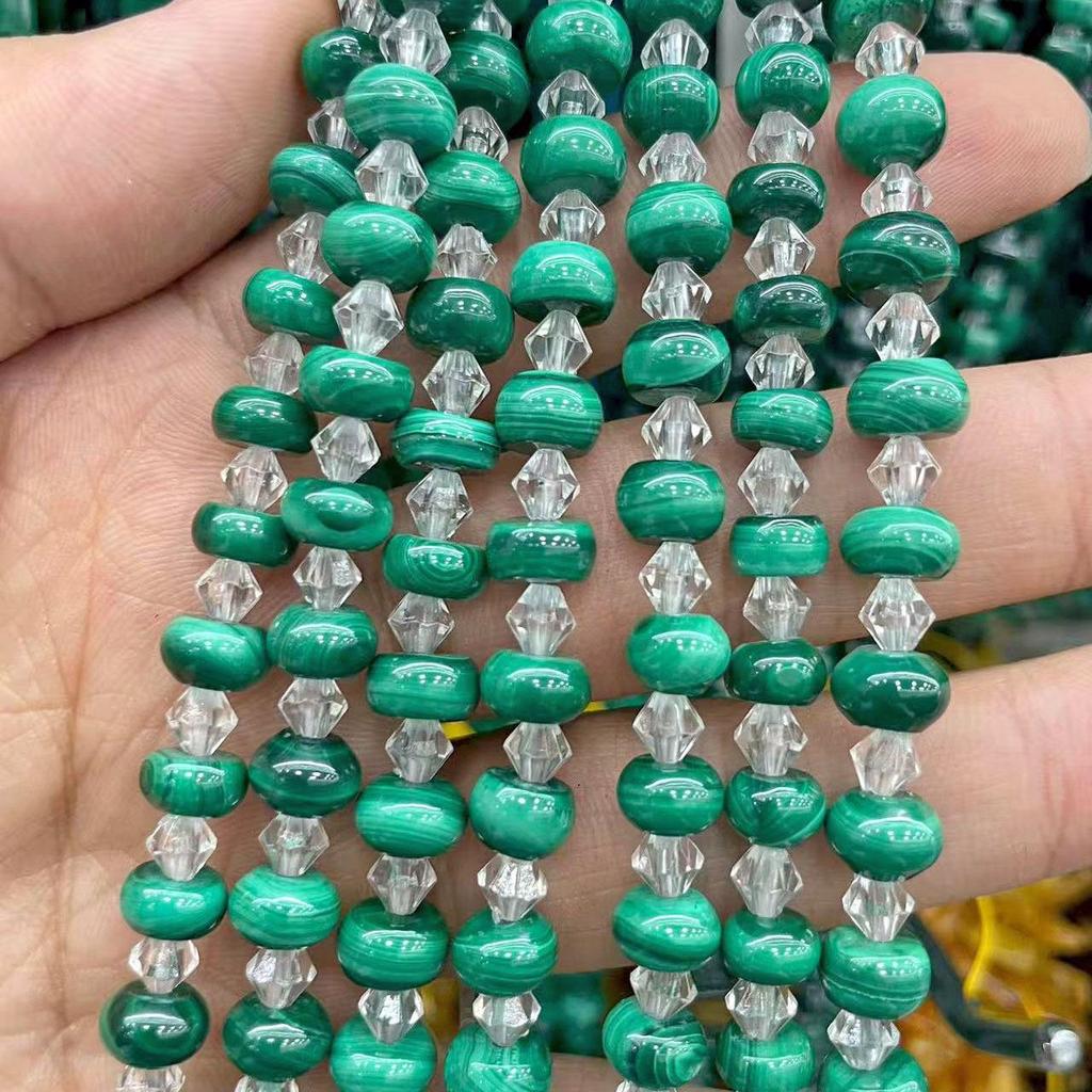 Чистый Натуральный Малахит Трубка и Овальный Абакус Свободные Бусины для DIY Браслета Ювелирных Изделий