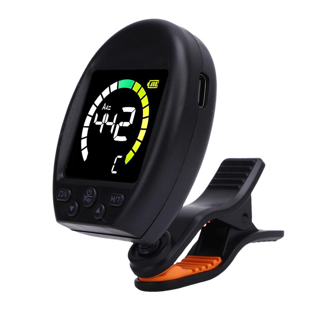 Digital Metronome Tuner Multifunctional Accurate Rotating Clamp Design High Sensitivity Guitar Tuner and Metronome Black