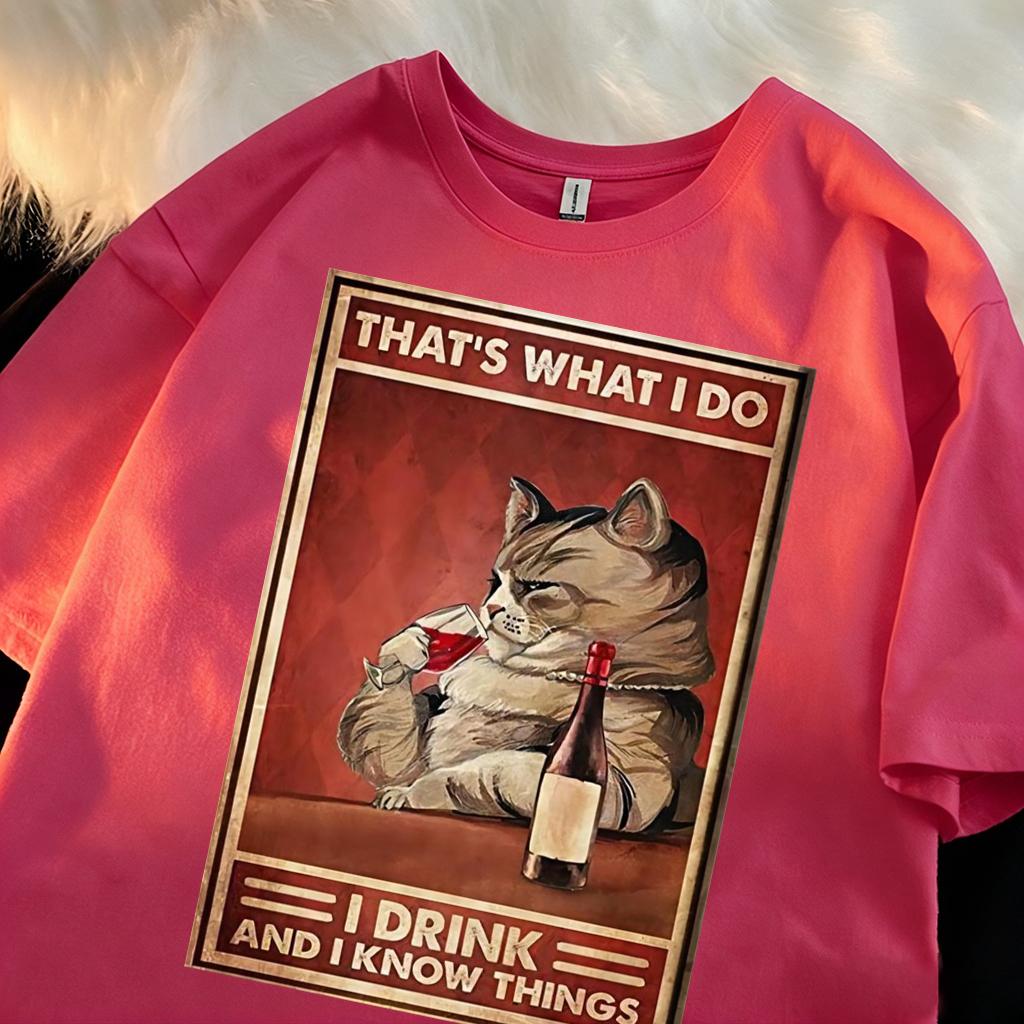 Cat That Is What I Do Design T-Shirts Unisex Cotton Casual Tee Breathable Summer Sportswear Unisex Loose O-Neck Short Sleeve