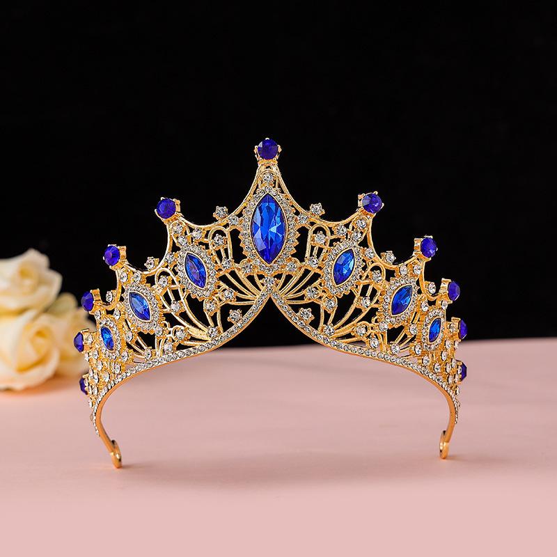 Crown Headband Large Crown Bridal Tiara Wedding Jewelry Stage Party Rhinestone Crown Accessories