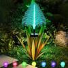 Metal Outdoor Decoration Gift Metal Agave Plants Outdoor Decor, Metal Agave Yard Art Garden Lights Solar Outdoor, 7 Color Changing Garden Yard