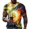 Men T-shirtSpring and Summer New Short-sleeved Bitcoin 3D Printed T-shirt Casual T-ShirtStreet Trend Oversized T-Shirt