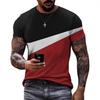 Summer Round Neck 3D Color Blocking Print Top Fashionable Casual Short Sleeved Men's T-shirts