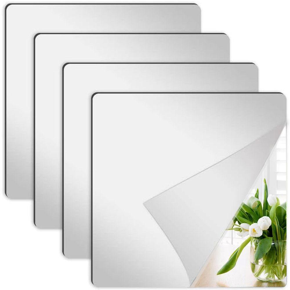 4 Pack 8 X 8 Inch Wall Mirror Tiles Acrylic Small Mirrors Acrylic Square Mirror Wall Stickers