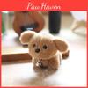 Animal Stuffed Dog Keychain Wagging Tail Short Fur Plush Toy Bag Decor Accessory