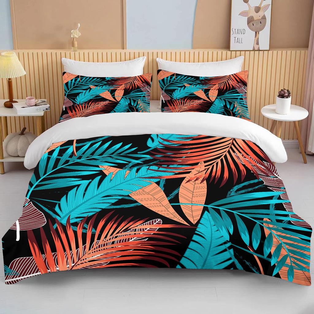 Tropical rainforest leaves queen bedding set king size double bed bedding set microfiber or polyester duvet set duvet cover