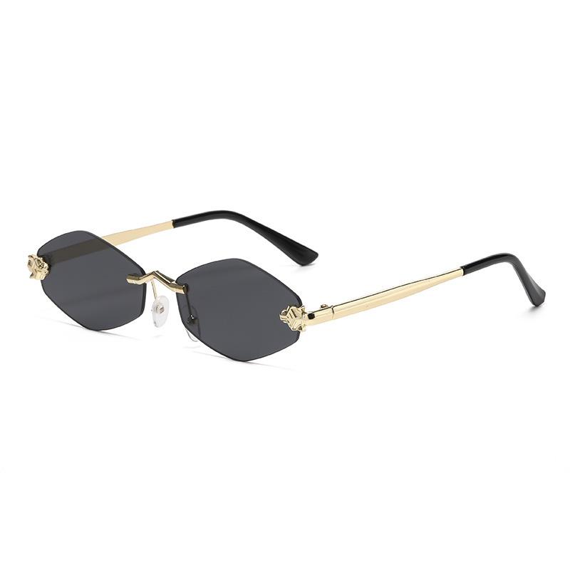 New Fashion Sunglasses Women Retro Brand Design Metal Small Diamond Frame Vintage Rhombus Rimless Shades Men Glasses