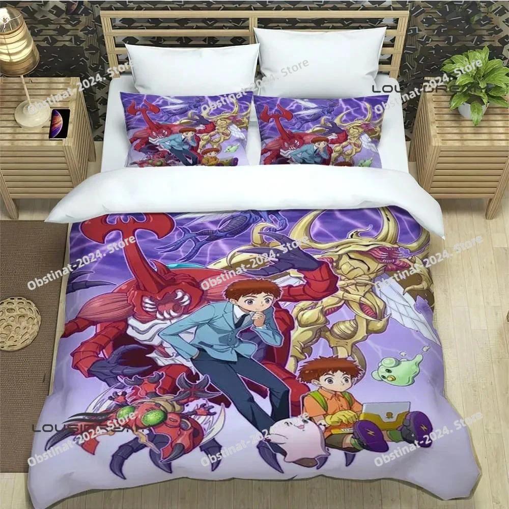 Мультфильм Digimon Комплект постельного белья Пододеяльник Полный Queen King Размер Наволочка Постельное Белье с Принтом Комплект Постельного Белья Взрослый Детская Спальня Односпальный Twin