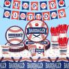 Baseball Themed Holiday Party Supplies Paper Plates Paper Cups Tissue Tablecloths Disposable Cutlery Sets