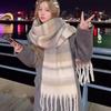 New Winter Faux Cashmere Ladies Scarf Wearable Blanket Thickened Warm Plaid Scarf High-end Korean Version Of Thickened Shawl