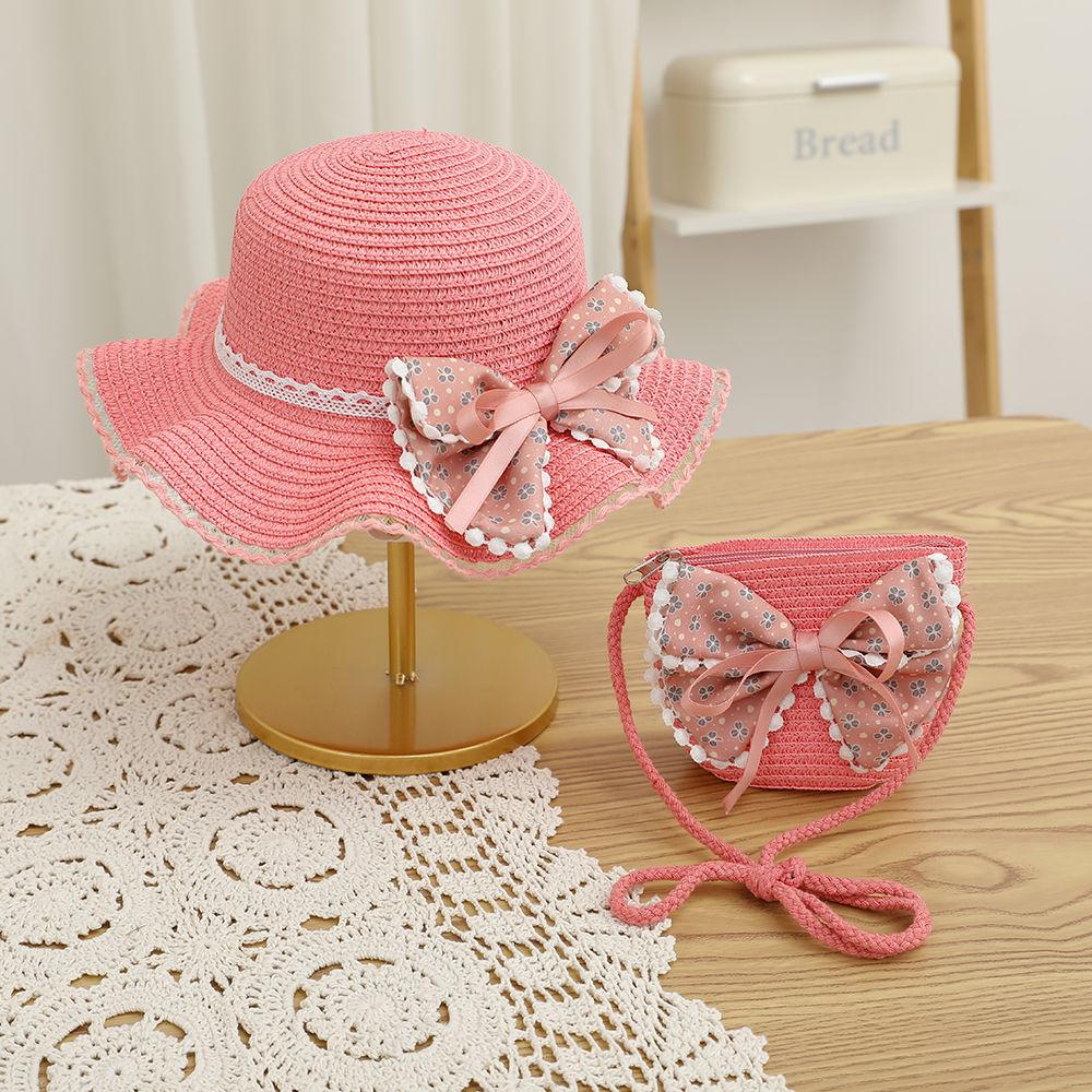 Соломенная шляпа с бантом для девочек, летняя шляпа от солнца, шляпа принцессы, пляжная шляпа от солнца, шляпа рыбака, дышащая шляпа от солнца