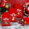 Red Christmas Drawstring Gift Bags Fabric Favor Pouches for Candy Apples Holiday Gift Bag
