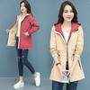 Куртка женская весенняя, осенняя и осенняя двусторонняя носка, приталенная по талии, средней длины, ветровка, всепогодная, женский топ, тренд