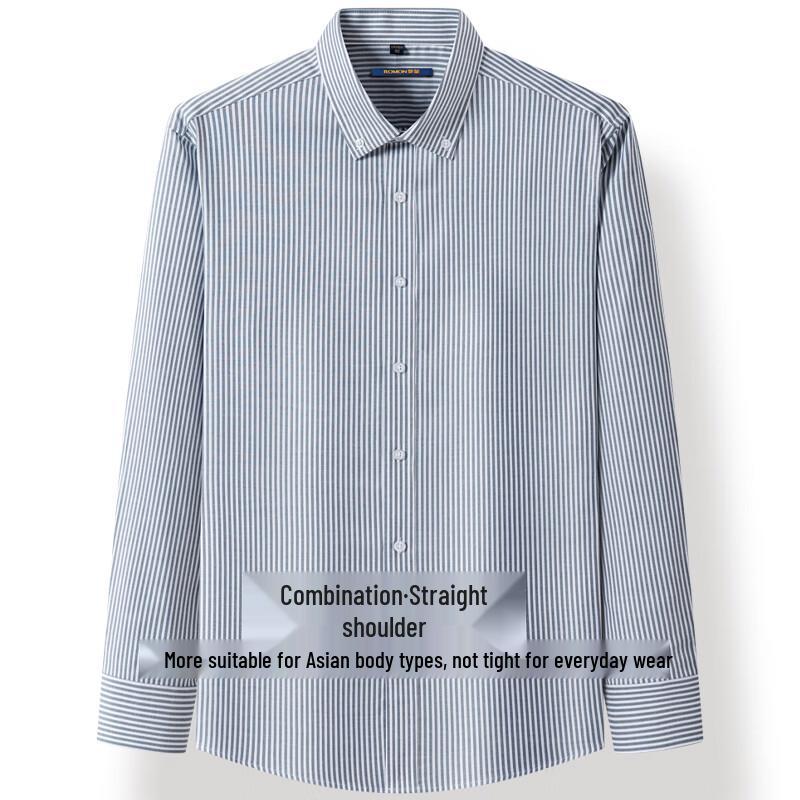 ROMON Мужская хлопковая рубашка с длинным рукавом в стиле business casual