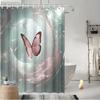 Butterfly & Floral Shower Curtain - Vibrant Pink Design, Fade-Resistant Polyester, Perfect For All Seasons Bath Decor