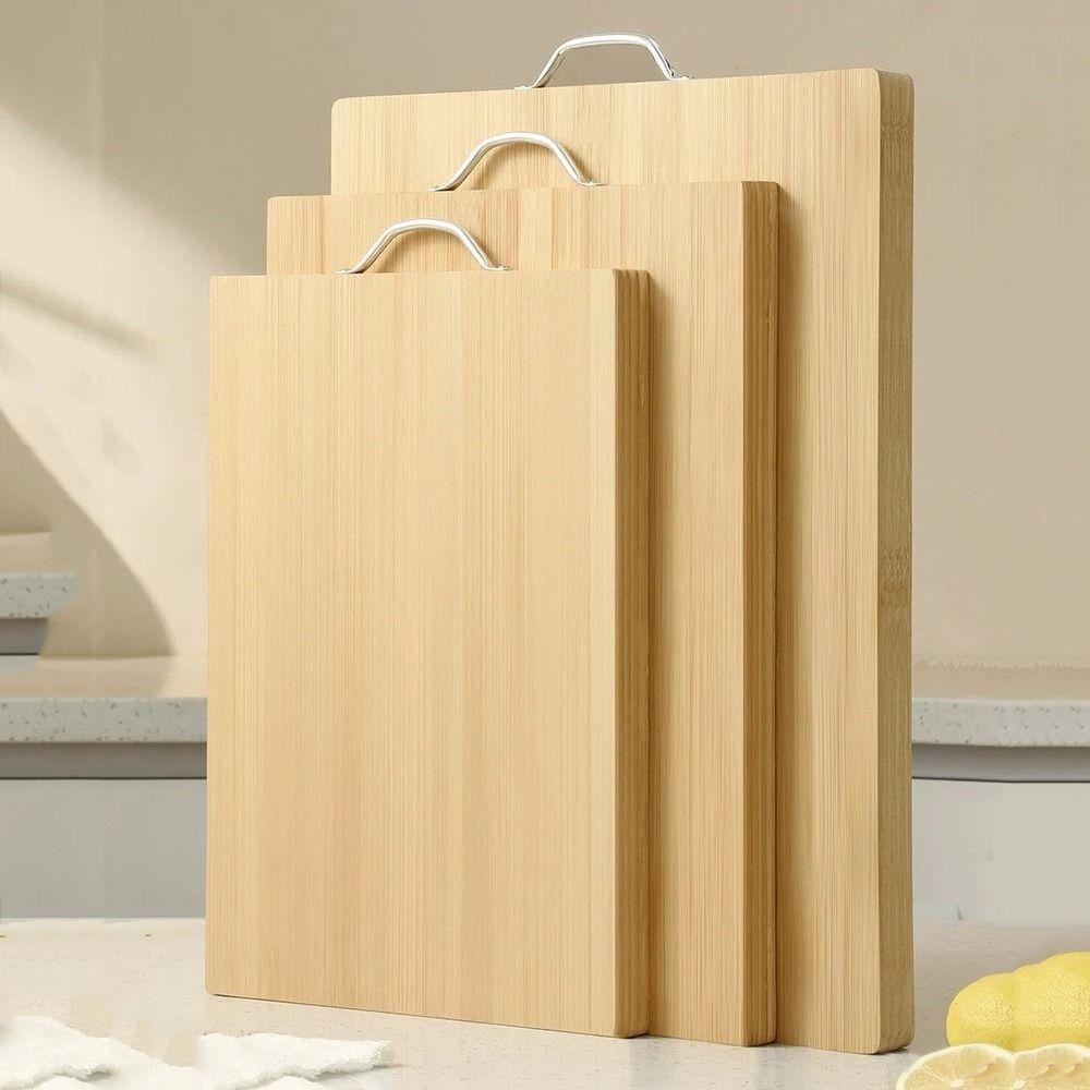 Rectangle Bamboo Chopping Board with Handle Butcher Chopping Blocks Tool Wooden Tray Home Use