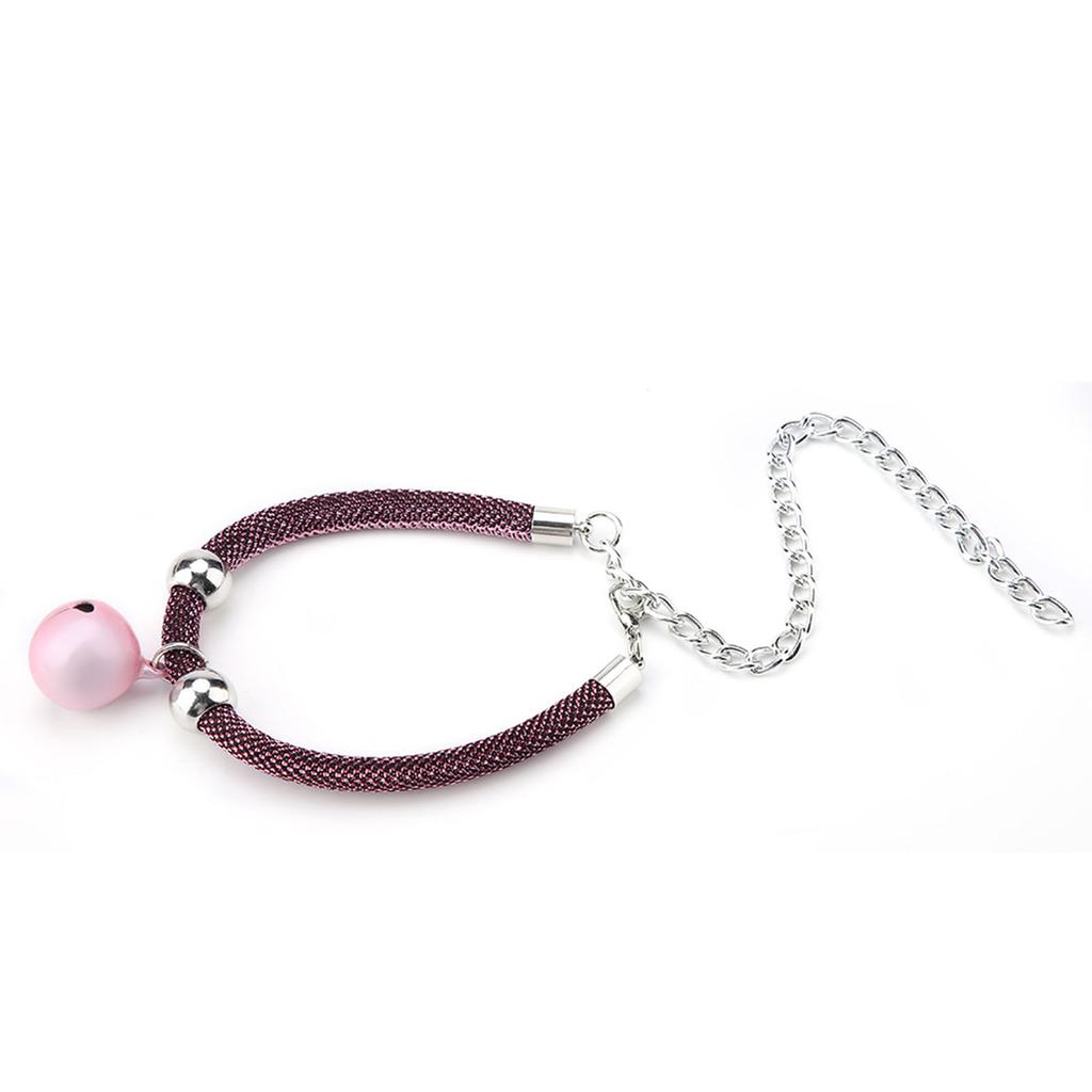 Japanese Style Pets Necklace Nylon Accessory Kitten Supply Cat Bell Collar w  Extension Chain