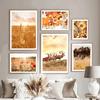 Autumn Scenery Maple Forest Elk Wheat Reed Flower Owl Posters Prints Nordic Wall Art Canvas Painting Living Room Home Decor