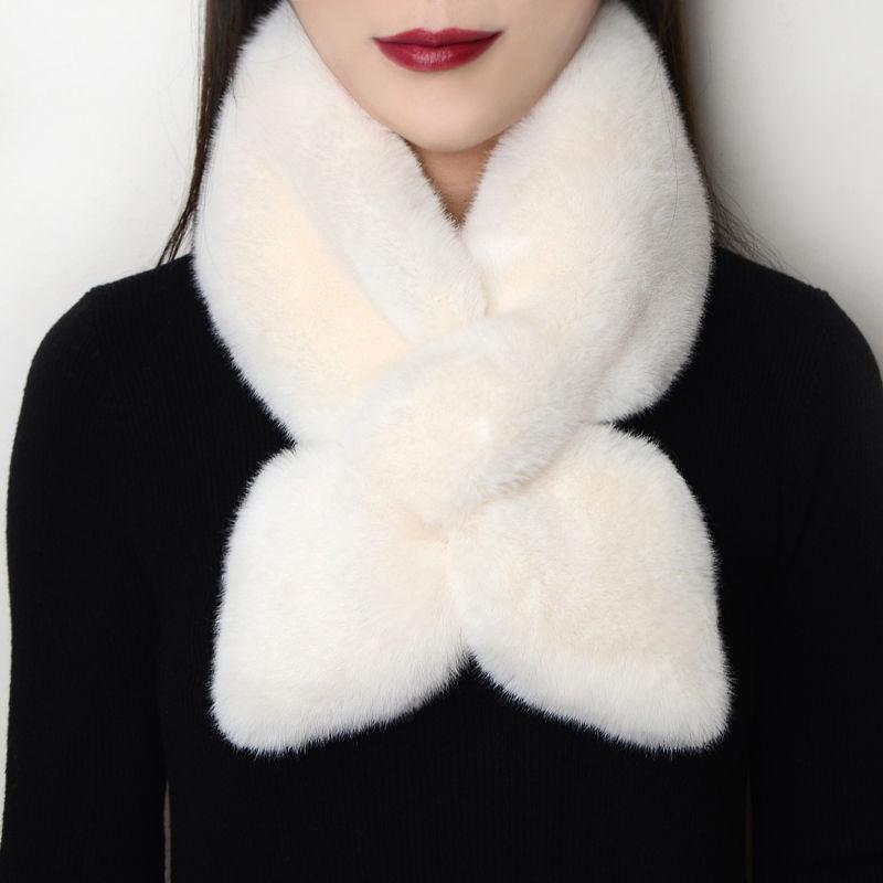 Winter Thick Scarf Women's Warm Imitation Otter Rabbit Fur Bib
