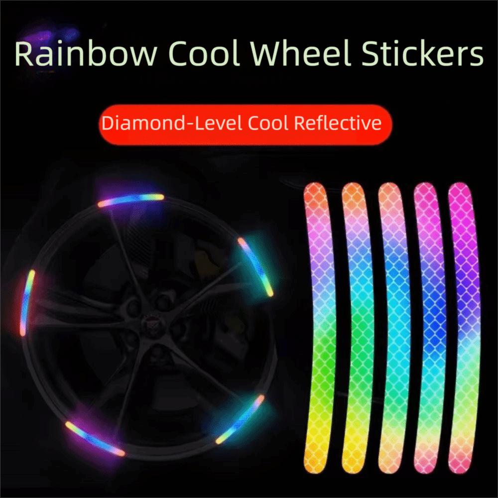 20Pcs Seven-Color Laser Wheel Hub Reflective Sticker Anti-Collision Luminous Sticker Car